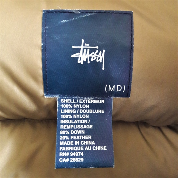 dup Stussy Ultra Puffer Jacket Grey Snow Board Ski Down Feather YKK Zipper M D - Picture 5 of 8